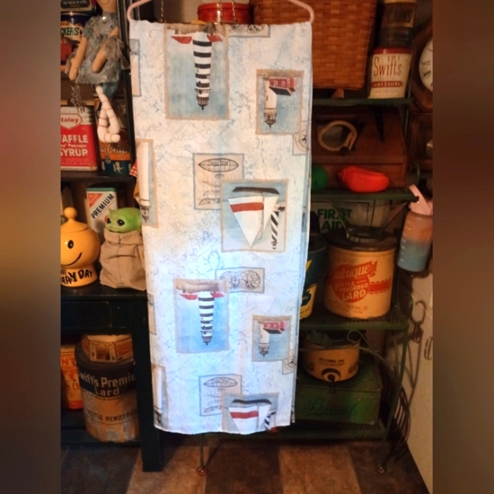 Nautical Themed Shower Curtain with Lighthouse Print